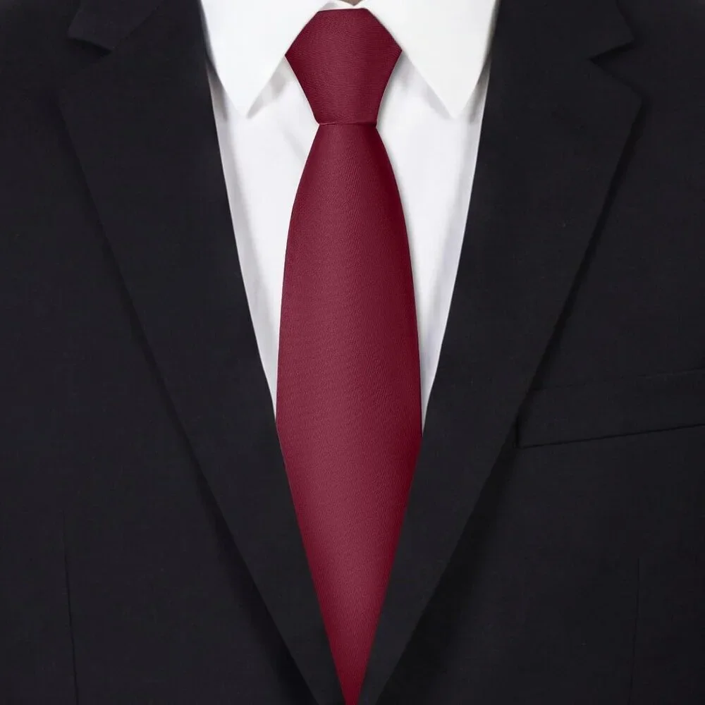 Men's Burgundy Solid Pure Color Formal 3.15